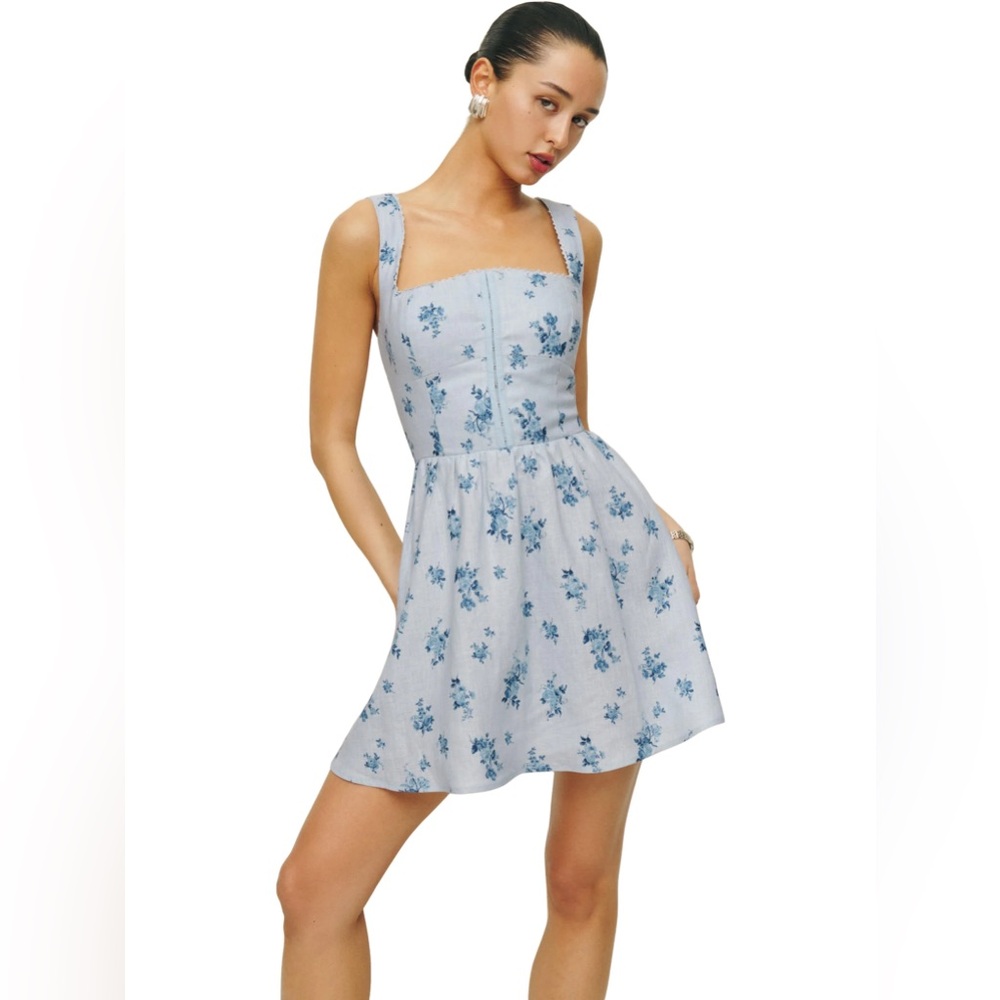 Reformation Sheri Linen Dress in Crystalline